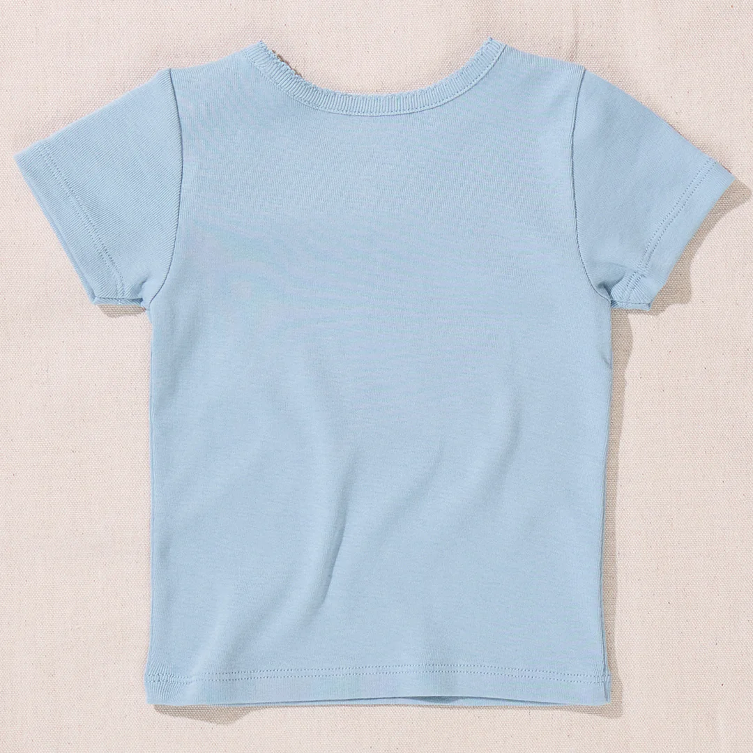 Short Sleeve Seesaw Rib T-Shirt - Light Blue - Image 4