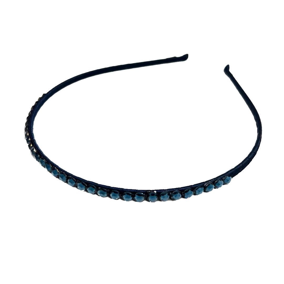 Skinny Crystal Headband - Navy