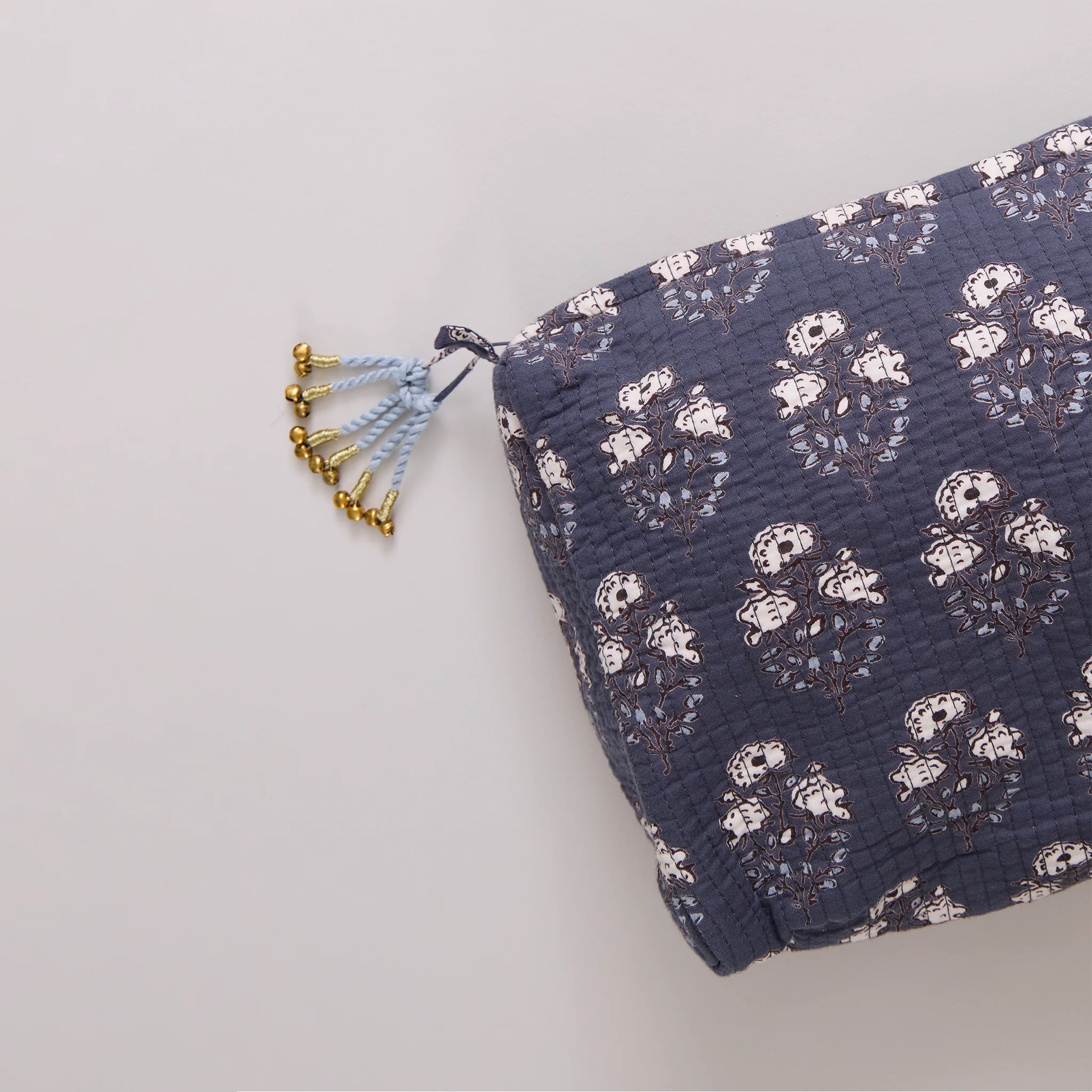 Small Quilted Pouch - Navy Strawflower - Image 3