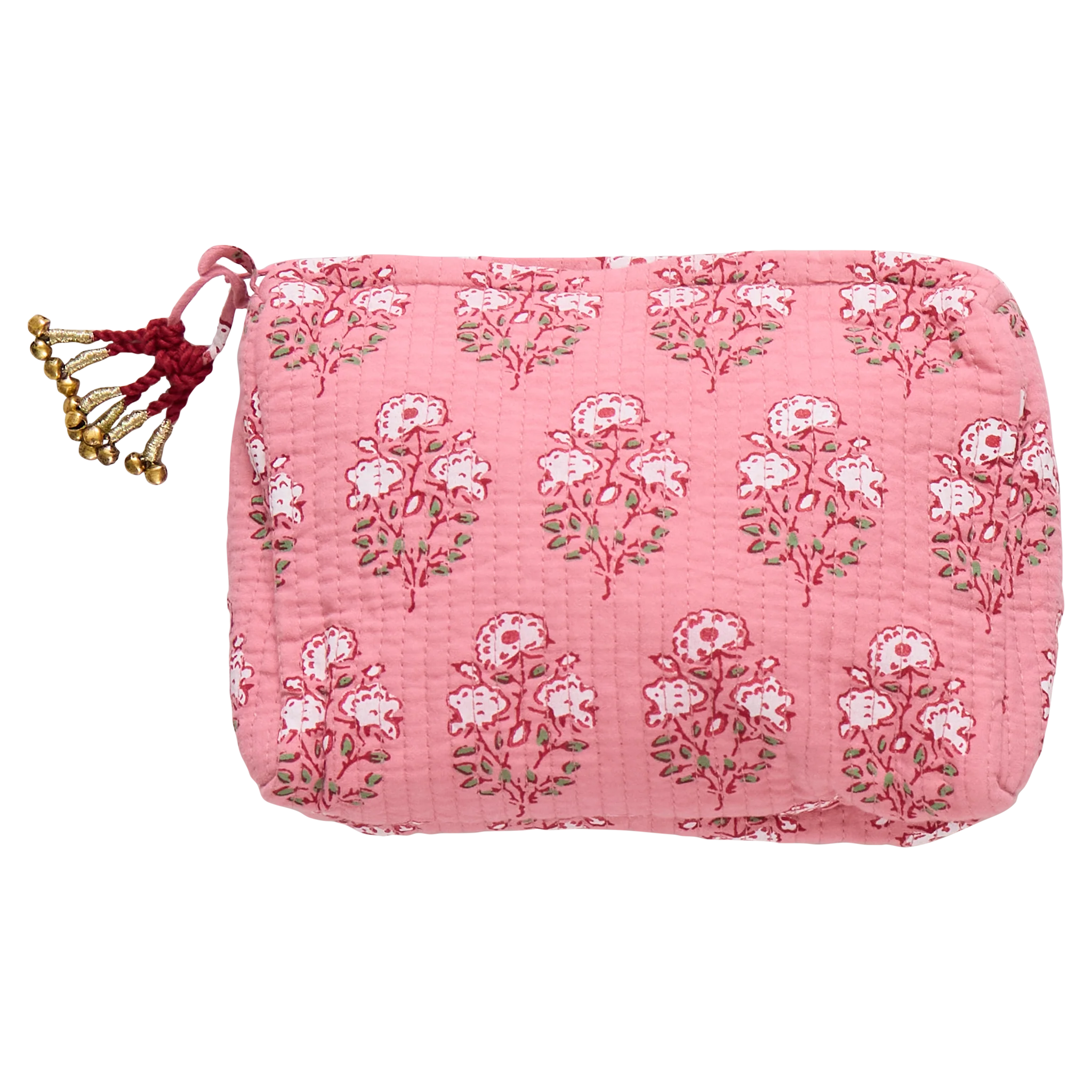 Small Quilted Pouch - Pink Strawflower