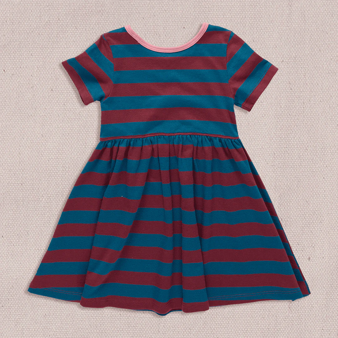 Sunny Dress - Teal and Burgundy Stripe