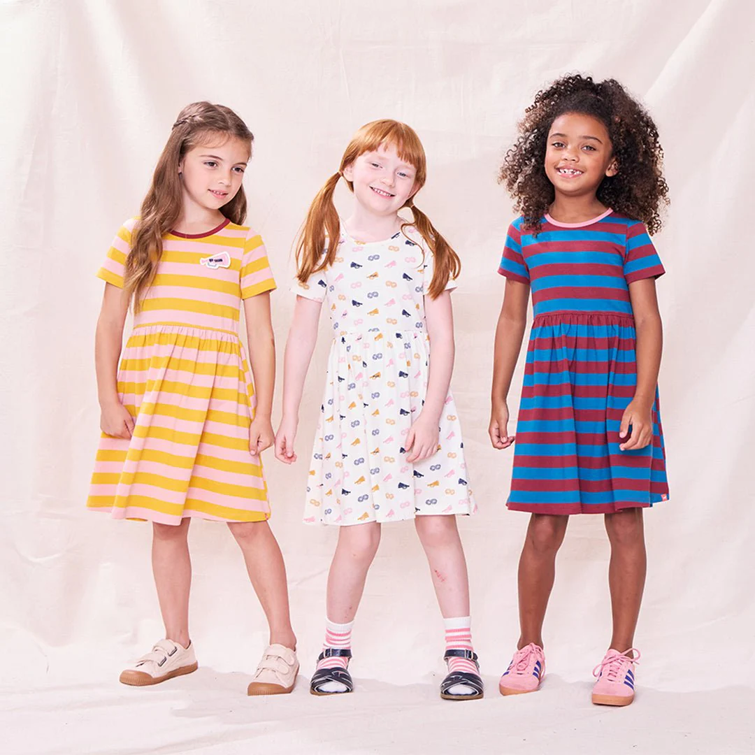 Sunny Dress - Teal and Burgundy Stripe - Image 2