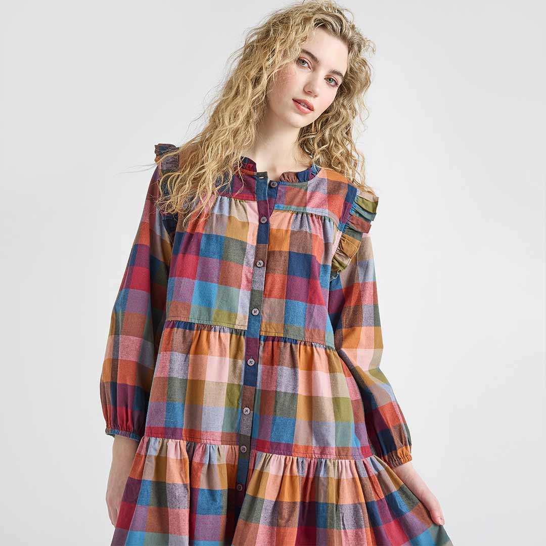 Womens Kalani Dress - Harvest Check - Image 2