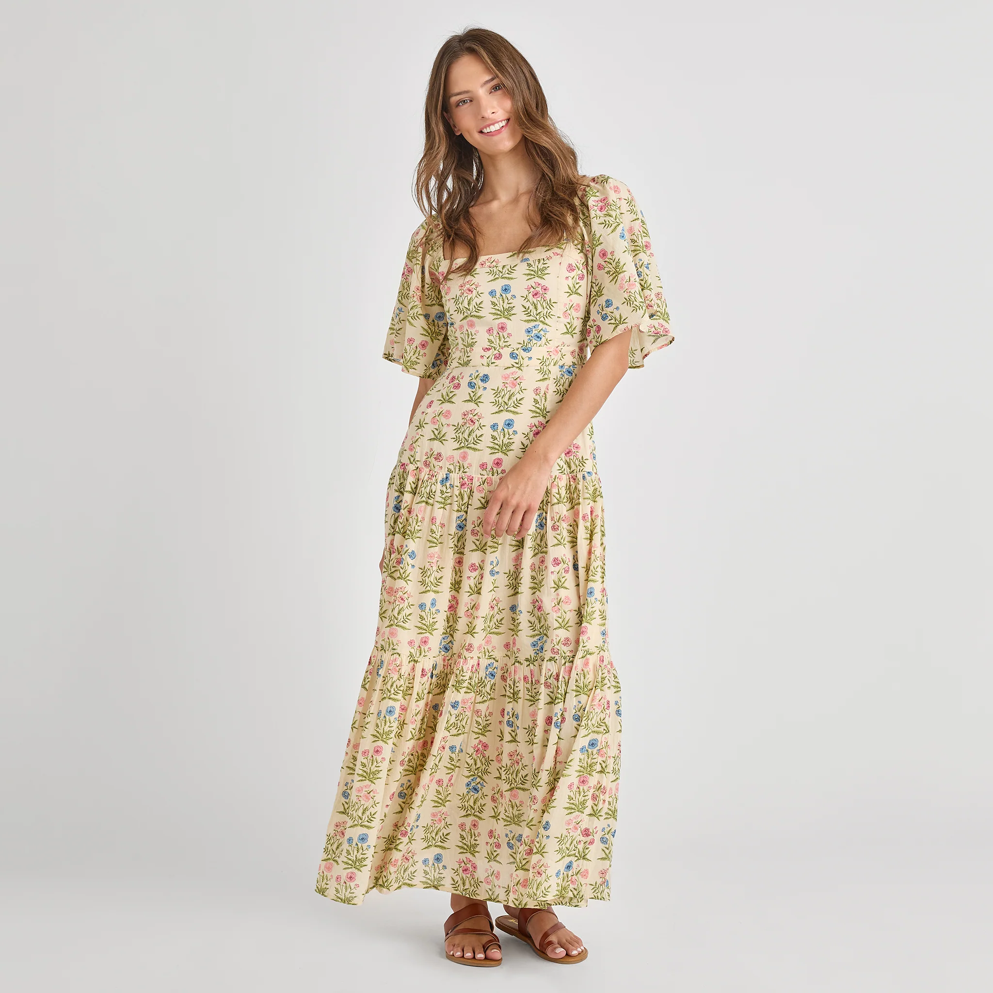Womens Marilyn Bell Sleeve Dress - Leafy Floral - Image 3