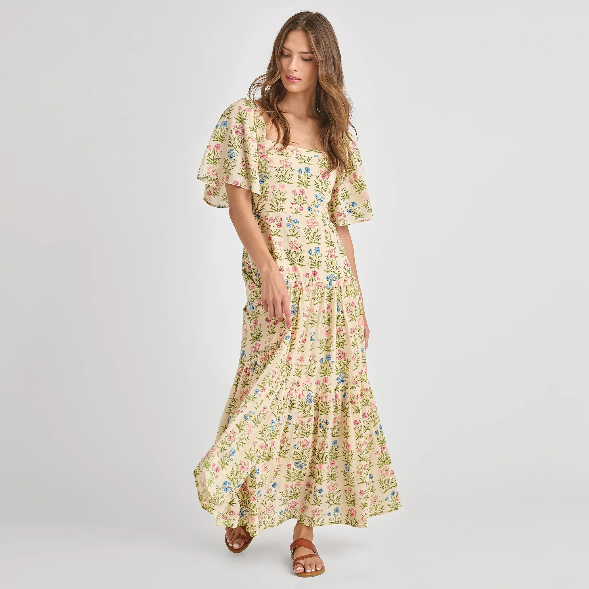 Womens Marilyn Bell Sleeve Dress - Leafy Floral - Image 5