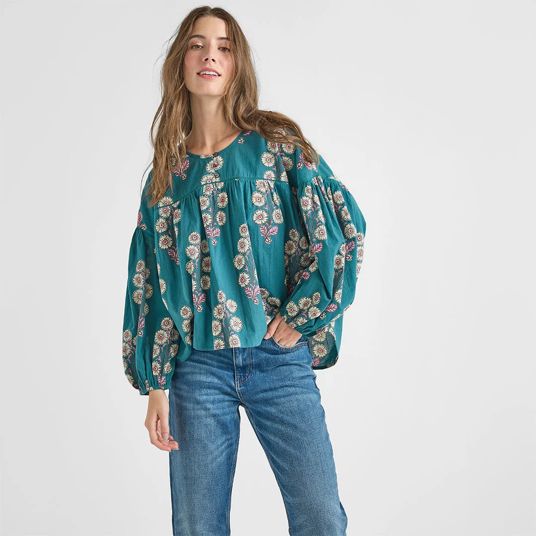 Womens Rhett Top - Evergreen Buttercup Floral