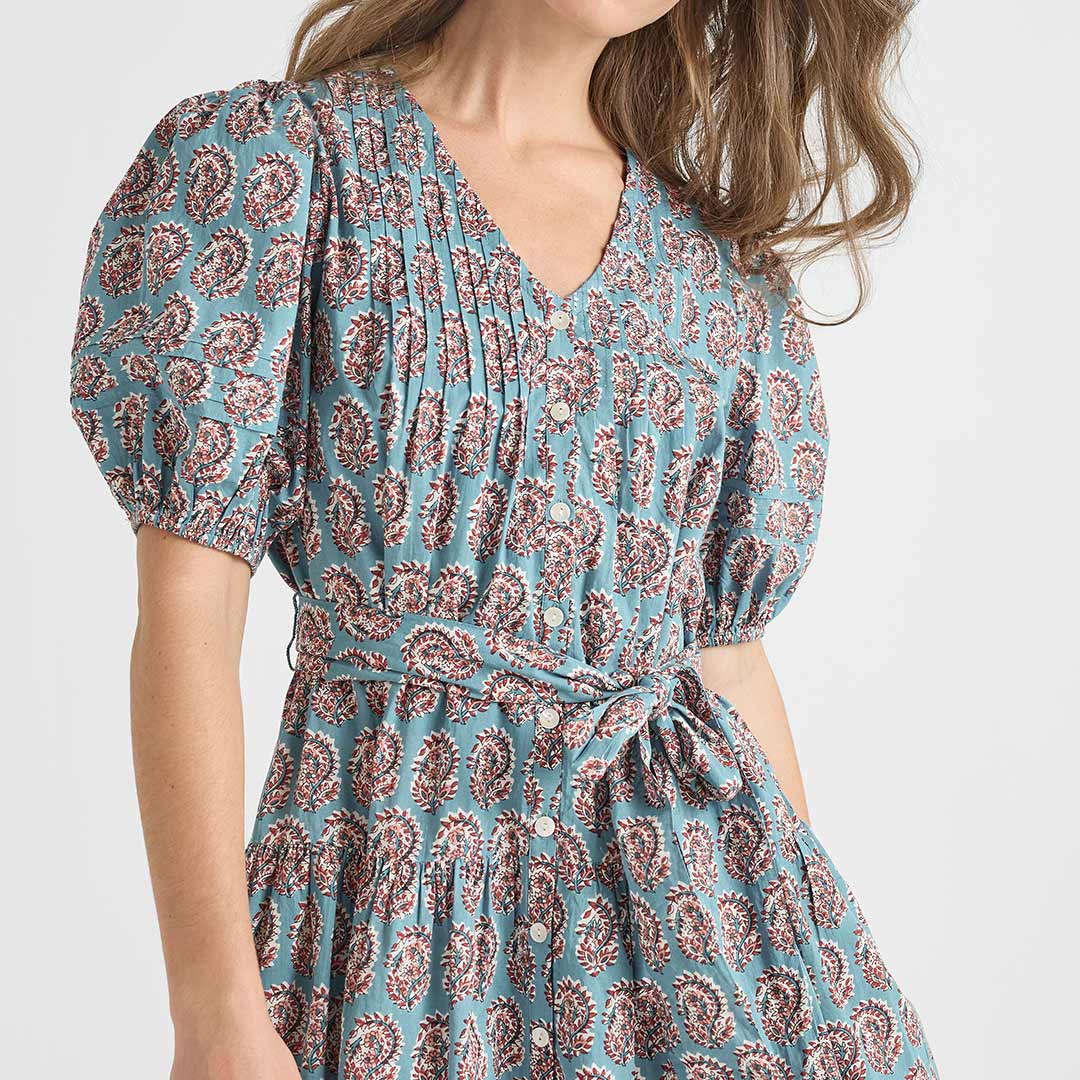 Womens Valentina Dress - Blue Paisley - Image 2