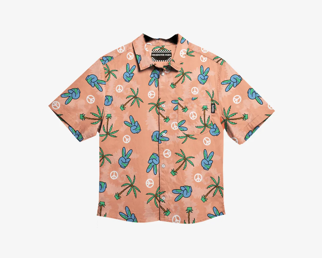 World Peace Button Up Shirt - Peach